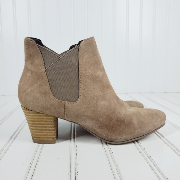 Sole Society Brown Taupe Suede Almond Toe Block Heel Ankle Boots i259 - Picture 5 of 14